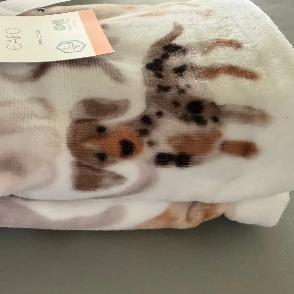 Caro Home 2-Pack Dog Print Hand Towels 100% Cotton Golden Retriever Dachshund